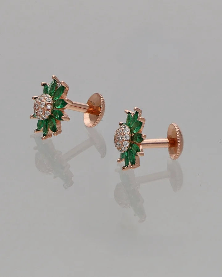 Emerald Bloom Earrings in 92.5 Silver