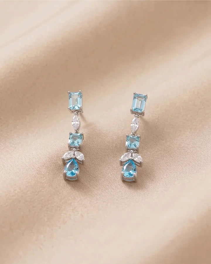 Sapphire Bloom Drop Earrings in 92.5 Silver