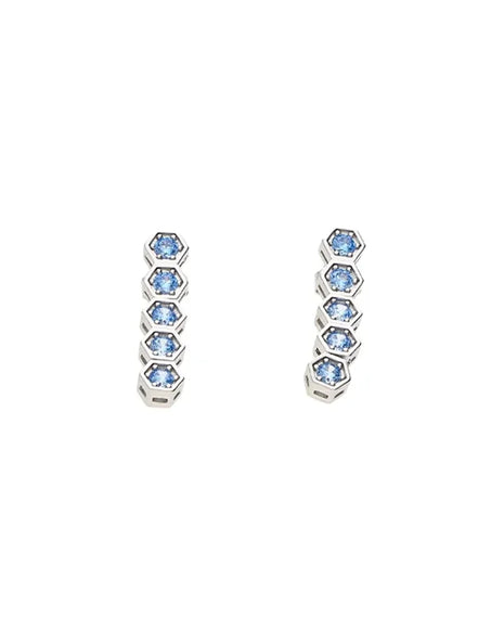 Sapphire Hexa Studs in 92.5 Silver
