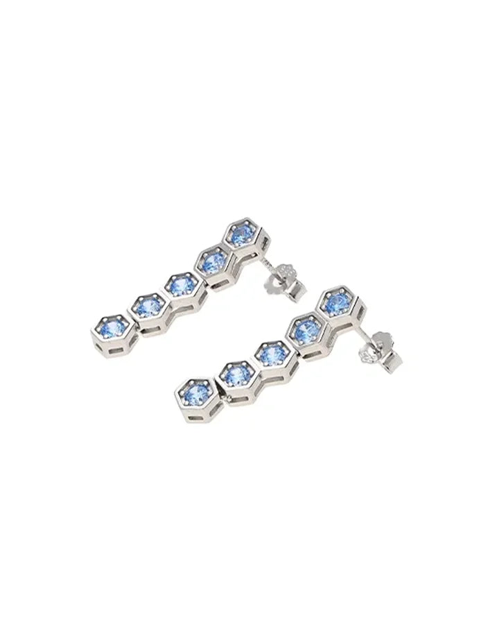Sapphire Hexa Studs in 92.5 Silver