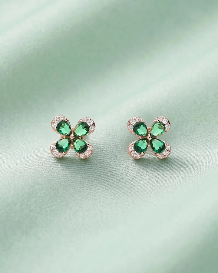 Emerald Petal Studs in 92.5 Silver