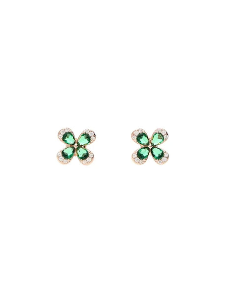 Emerald Petal Studs in 92.5 Silver