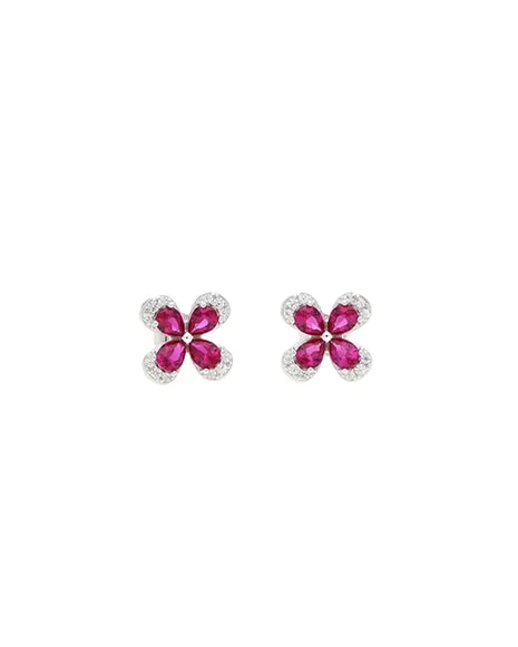 Crimson Petal Studs in 92.5 Silver