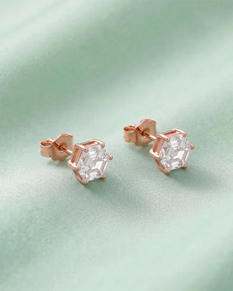 Rose Solitaire Studs in 92.5 Silver