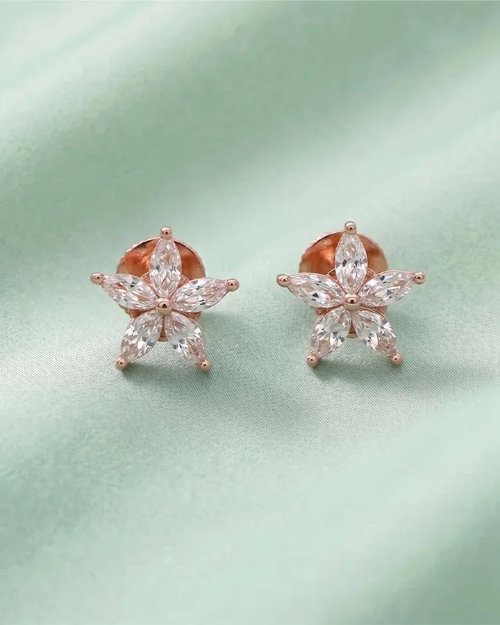 Rose Classic Solitaire Studs in 92.5 Silver