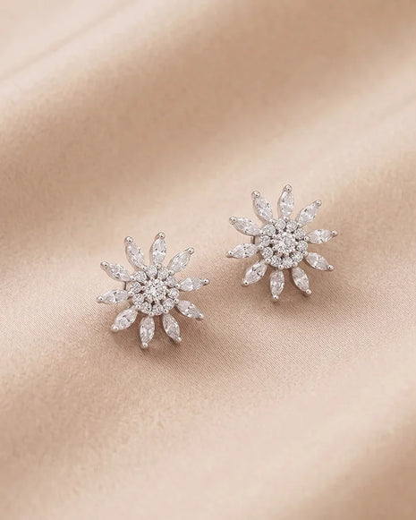 Crystal Bloom Studs in 92.5 Silver