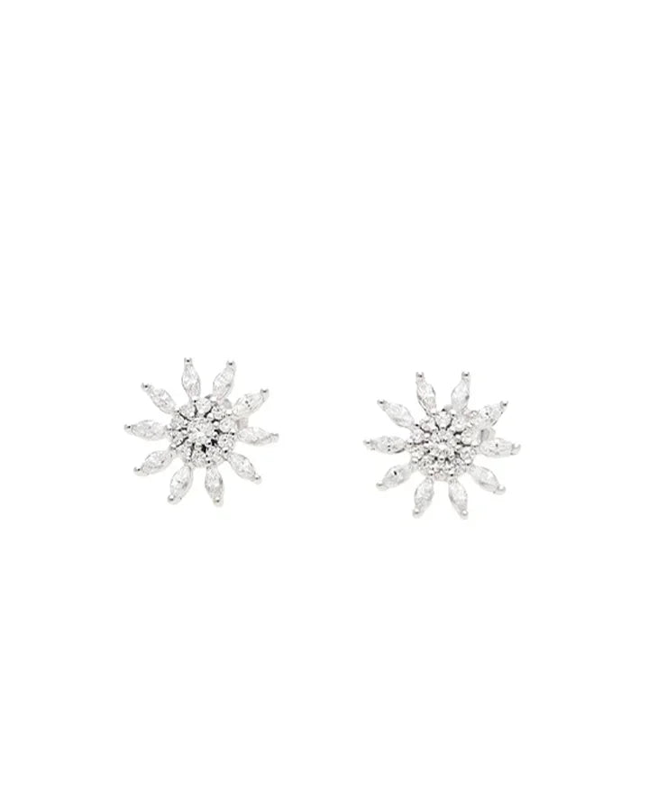 Crystal Bloom Studs in 92.5 Silver