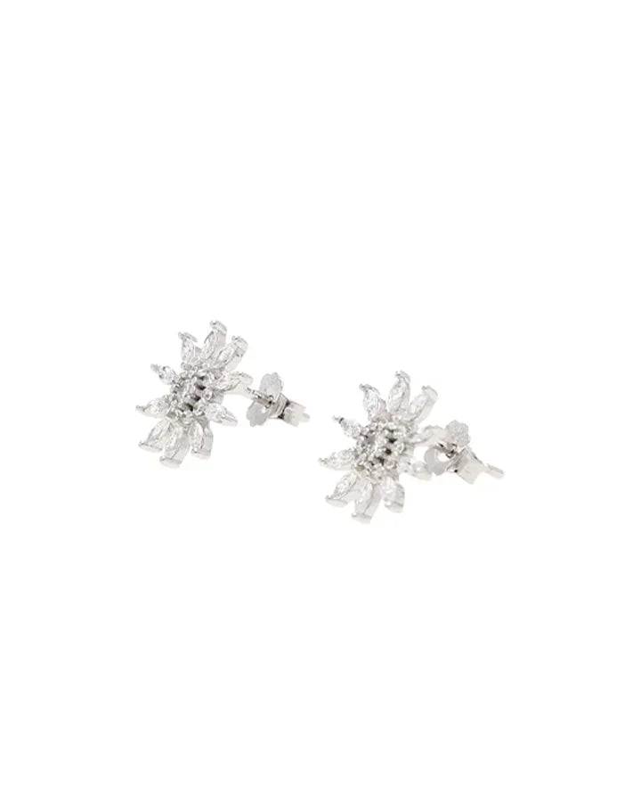 Crystal Bloom Studs in 92.5 Silver