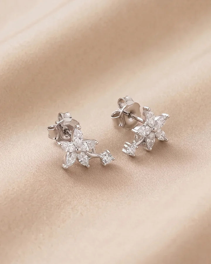 Crystal Blossom Drop Earrings in 92.5 Silver