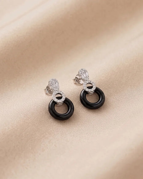 Midnight Noir Drop Earrings in 92.5 Silver