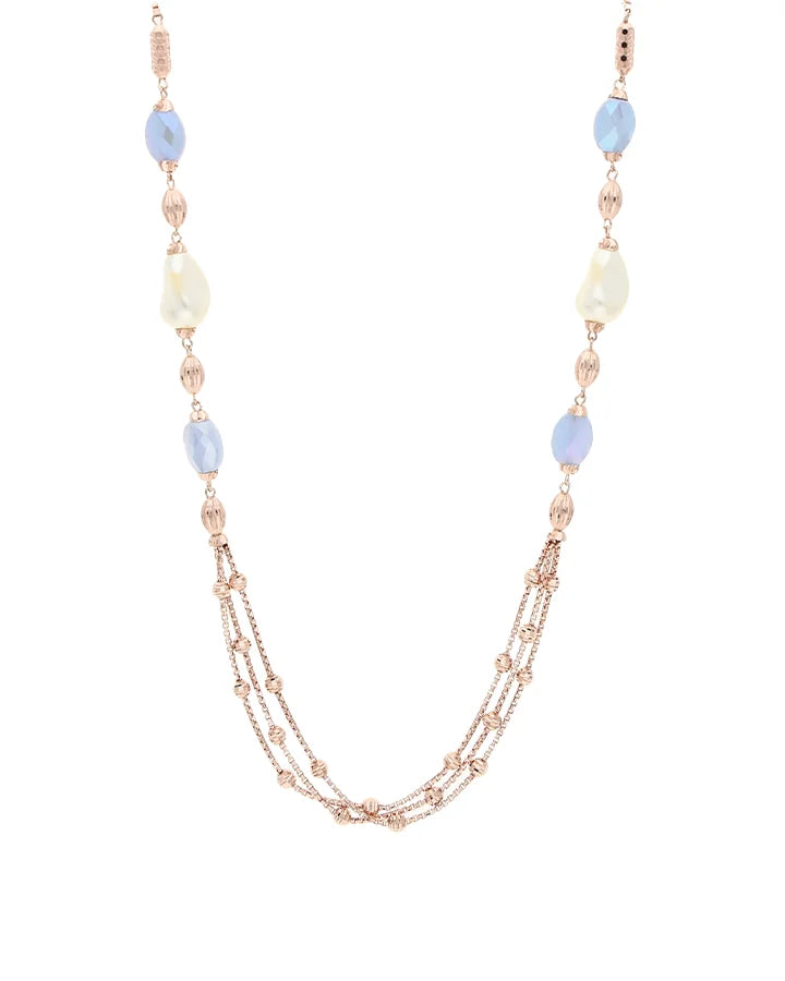 Amethyst Pearl Cascade Necklace in 92.5 Silver
