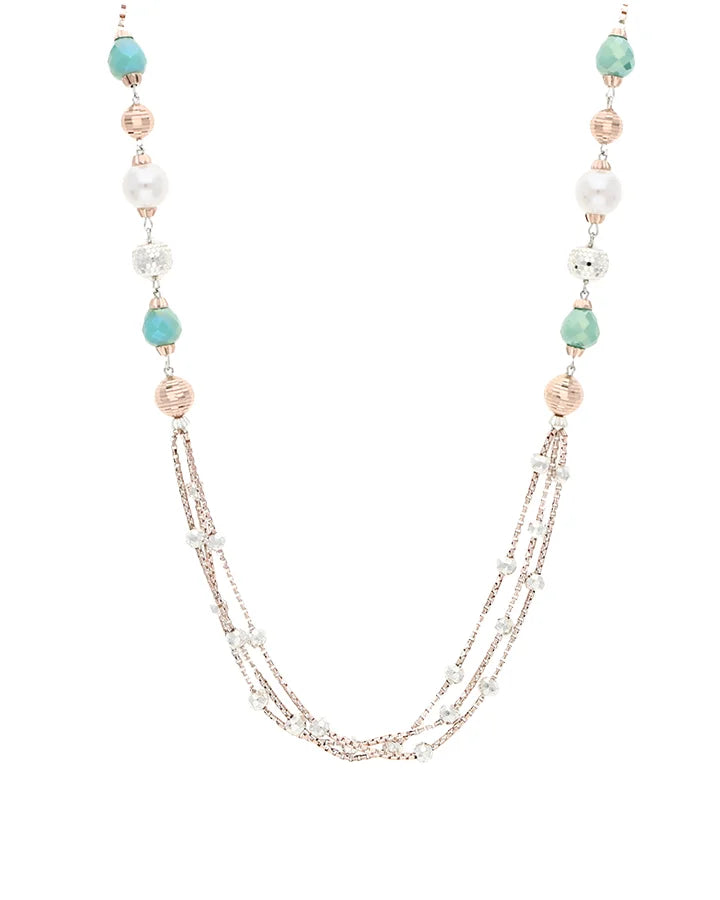 Emerald Pearl Cascade Necklace in 92.5 Silver