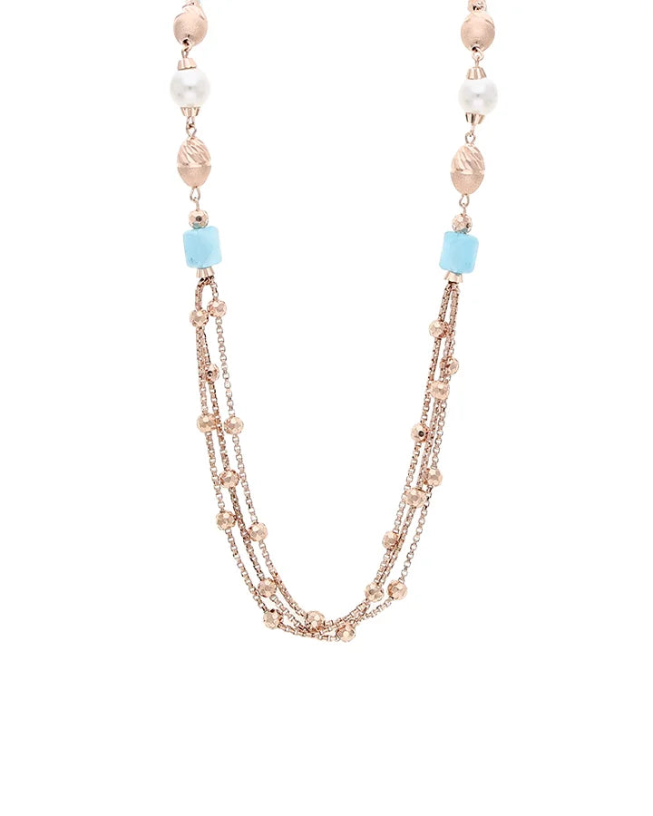 Azure Pearl Layer Necklace in 92.5 Silver