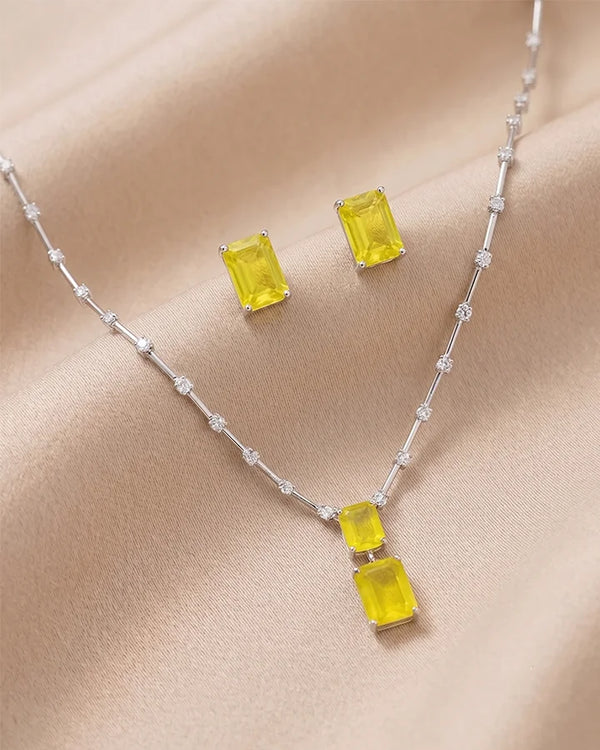 Yellow Stone Necklace in 92.5 Silver