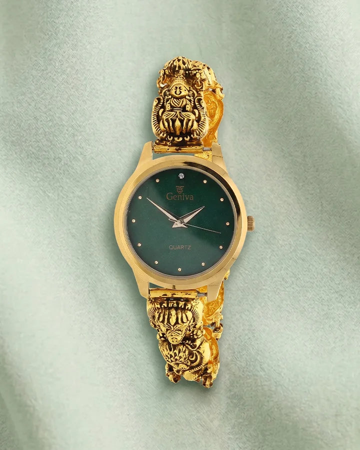 Lakshmi Emerald Peacock Watch in 92.5 Silver