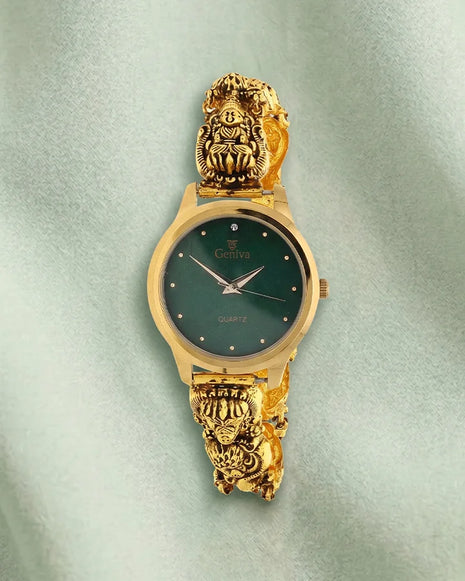 Lakshmi Emerald Peacock Watch in 92.5 Silver