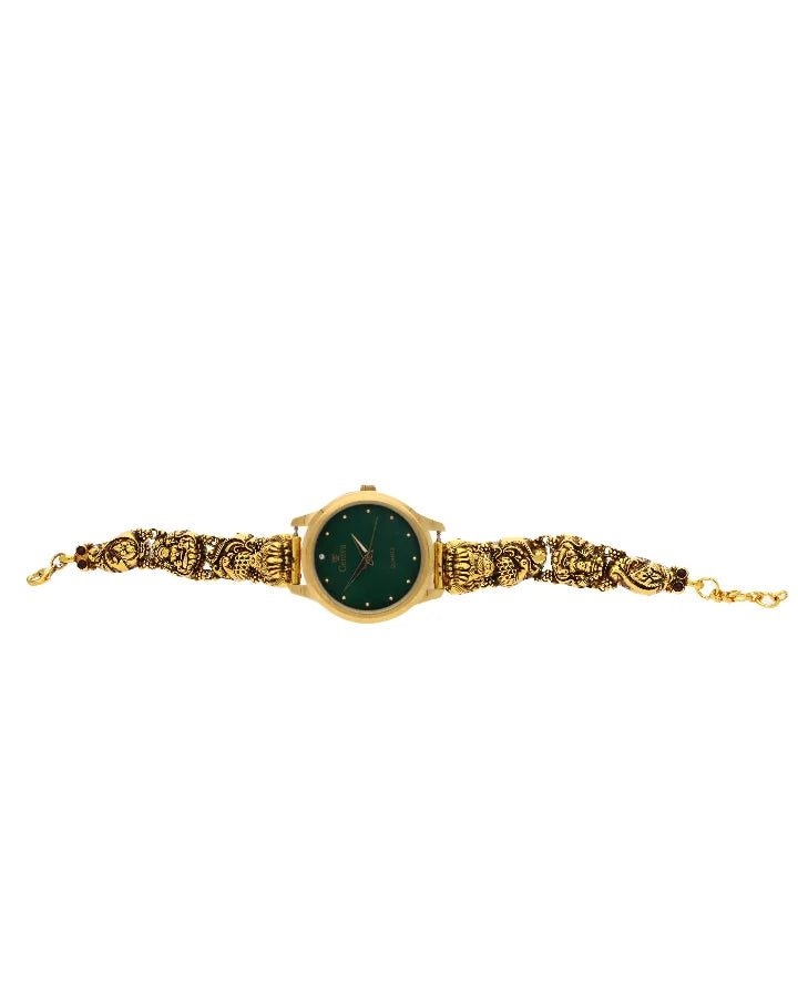 Lakshmi Emerald Peacock Watch in 92.5 Silver