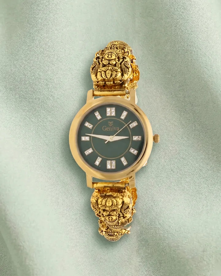 Lakshmi Emerald Watch in 92.5 Silver