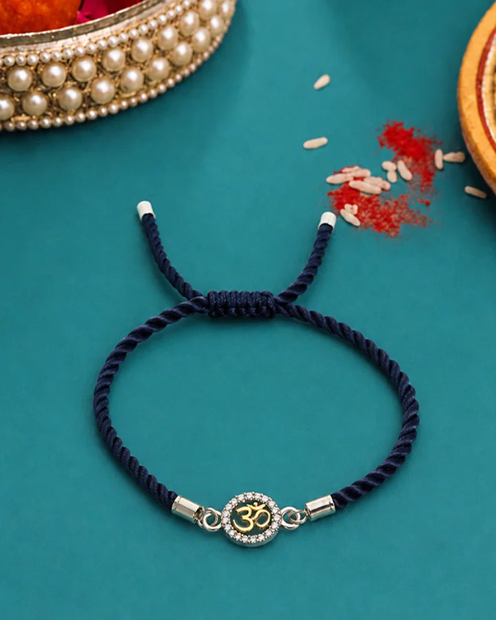 Om Stone Rakhi in 92.5 Silver