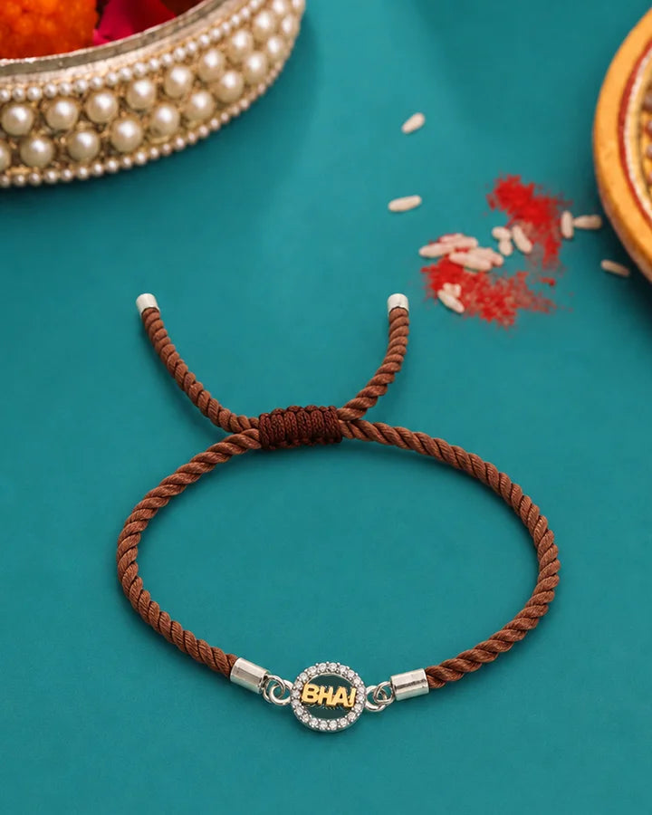 Bhai Stone Rakhi in 92.5 Silver
