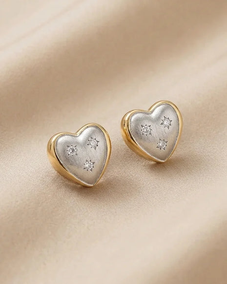 Heart Halo Dome Studs in 92.5 Silver
