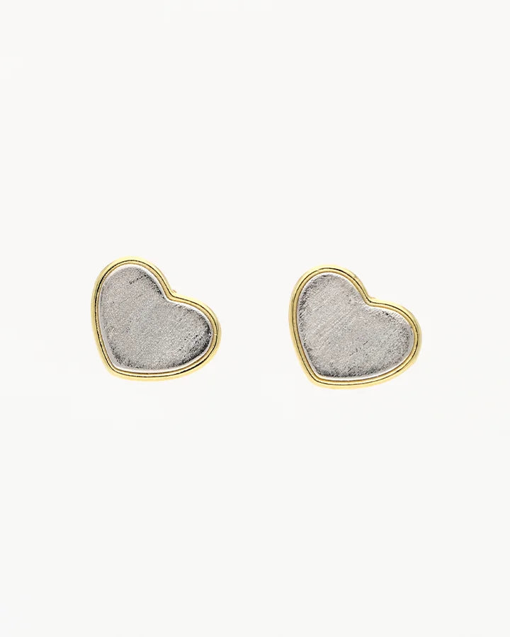 Golden Outline Heart Studs in 92.5 Silver