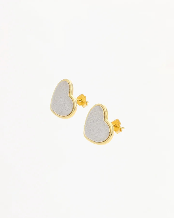 Golden Outline Heart Studs in 92.5 Silver