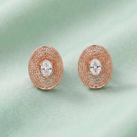 Rose Oval Mesh Studs in 92.5 Silver