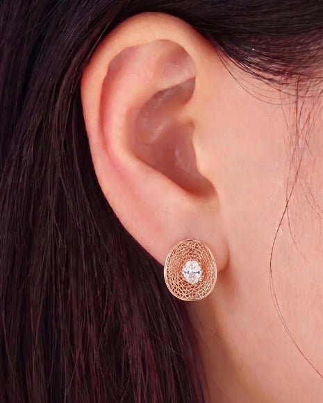 Rose Oval Mesh Studs in 92.5 Silver