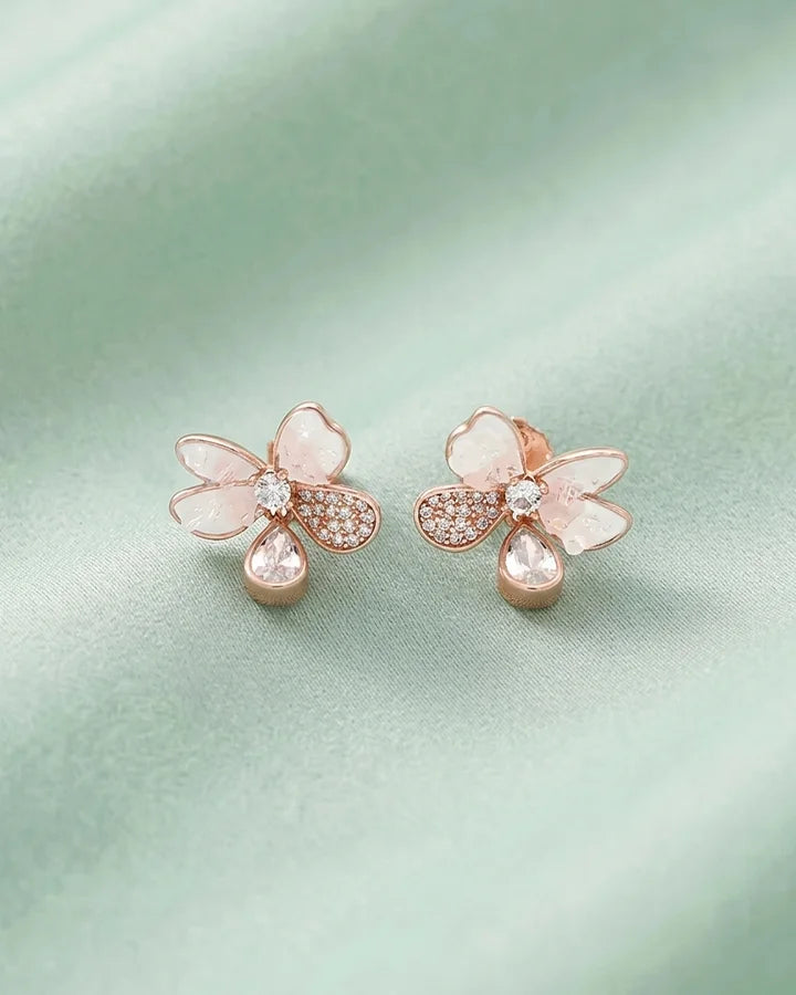 Blush Floral Pearl Studs in 92.5 silver