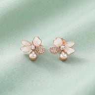 Blush Floral Pearl Studs in 92.5 silver