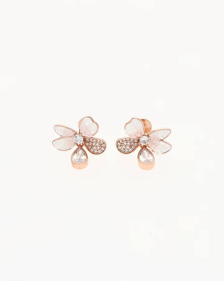 Blush Floral Pearl Studs in 92.5 silver