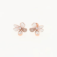Blush Floral Pearl Studs in 92.5 silver