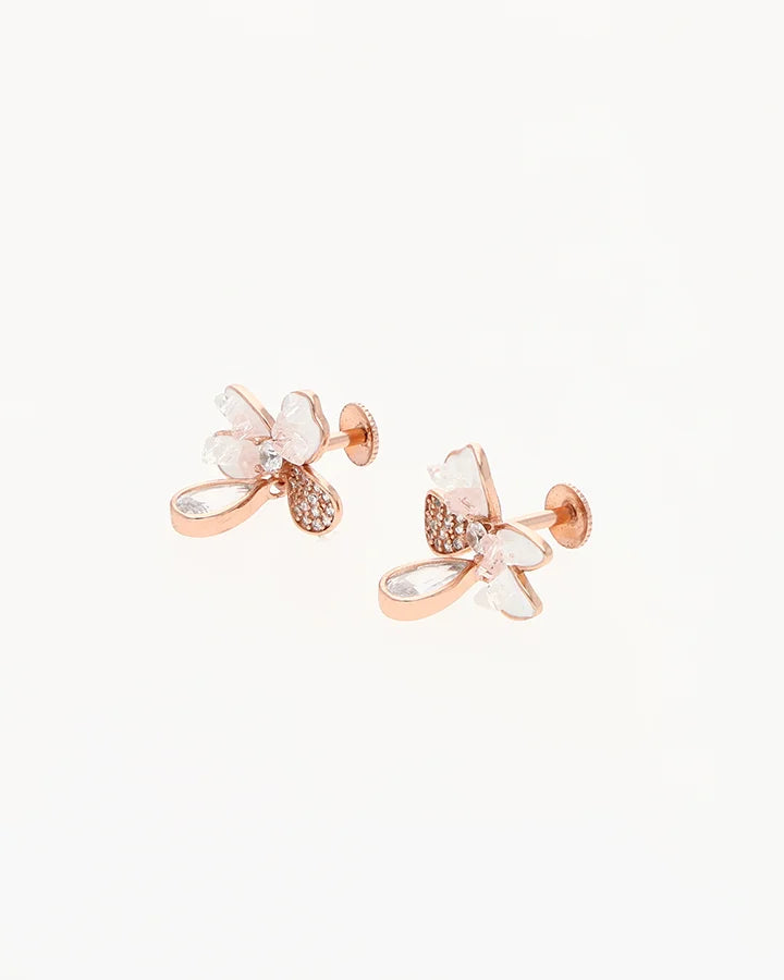 Blush Floral Pearl Studs in 92.5 silver