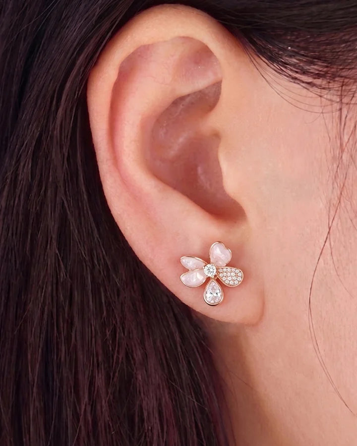 Blush Floral Pearl Studs in 92.5 silver