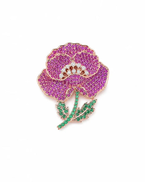 Rose Flower Brooch in 92.5 Silver