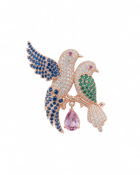 Twin Bird Brooch in 92.5 Silver