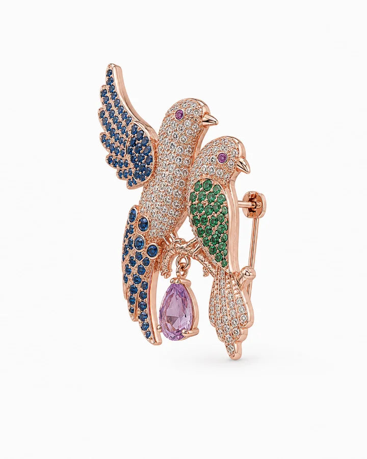 Twin Bird Brooch in 92.5 Silver