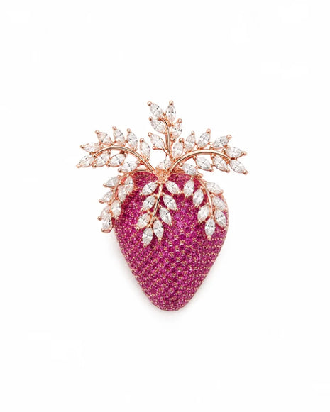 Silver Strawberry Brooch in 92.5 Silver