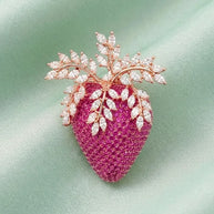 Silver Strawberry Brooch in 92.5 Silver