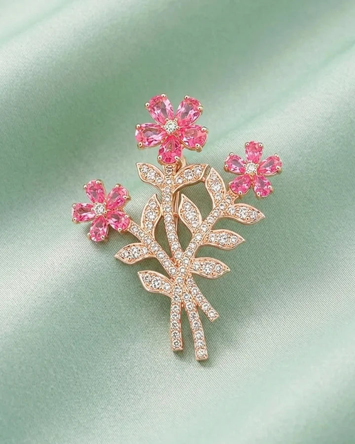 Triple Flower Brooch in 92.5 Silver
