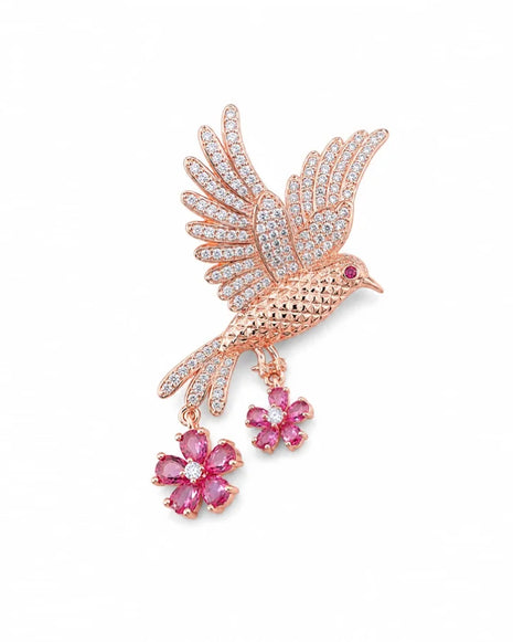 Bird Charm Brooch in 92.5 Silver