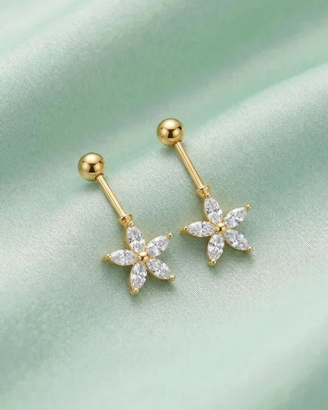 Golden Five-Petal Bugdi in 92.5 Silver