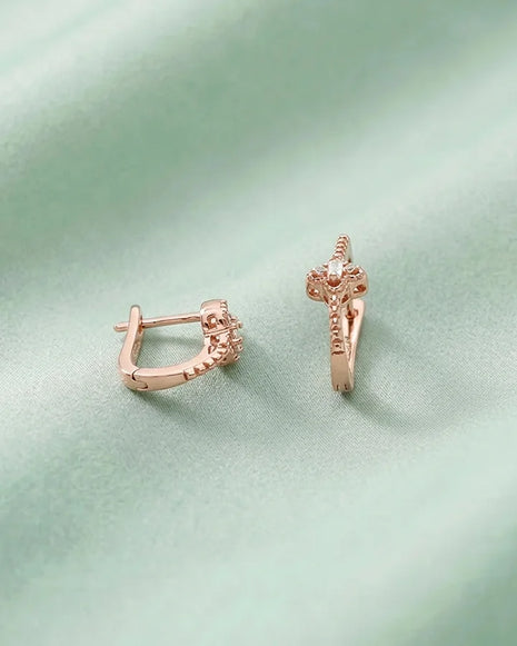 Rose U-Hoop Earrings in 92.5 Silver