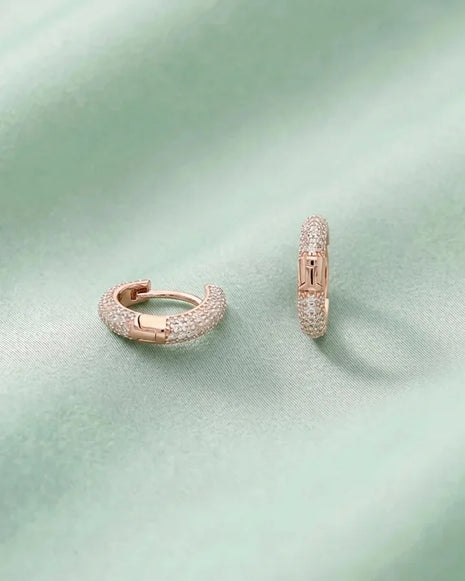 Rose Crystal Hoops in 92.5 Silver