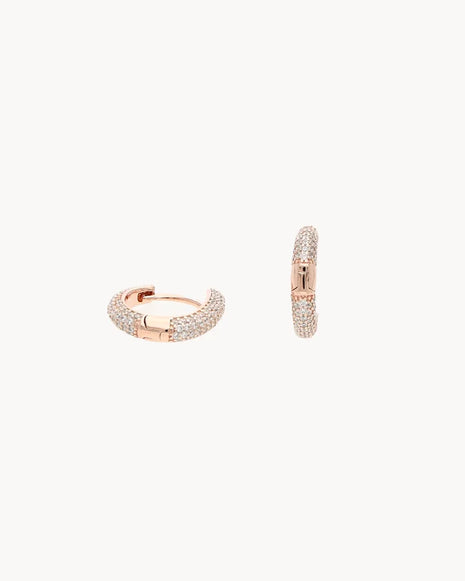 Rose Crystal Hoops in 92.5 Silver