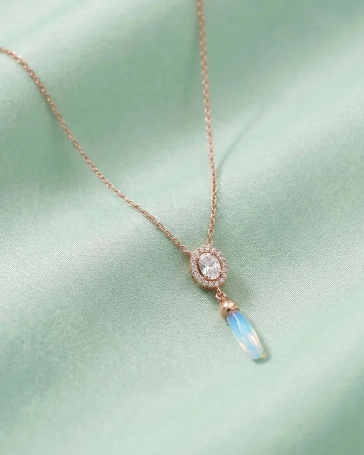 Aqua charm chain in 92.5 silver