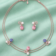 Pink Azure Blossom Necklace in 92.5 Silver