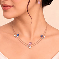 Pink Azure Blossom Necklace in 92.5 Silver