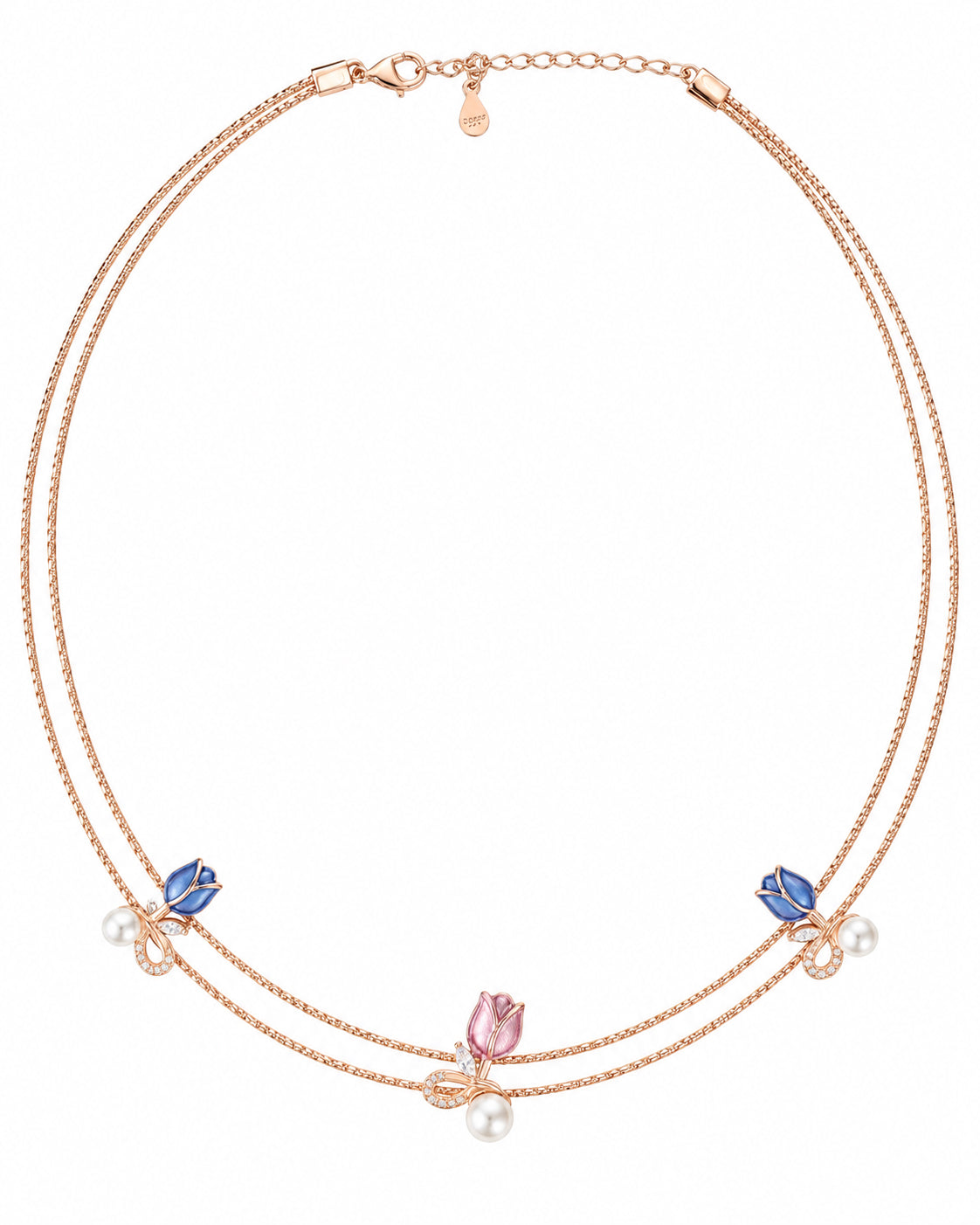 Pink Azure Blossom Necklace in 92.5 Silver